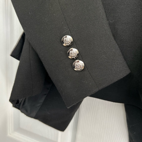 Black with Grey Trim Military Style Blazer - Picture 4 of 5